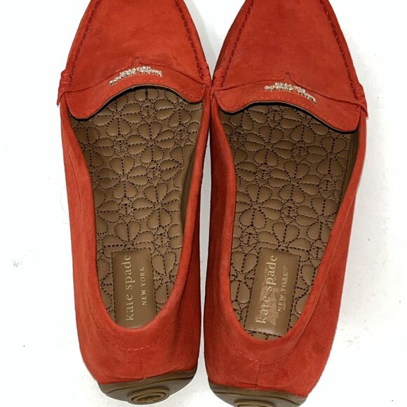 Kate Spade Leather Suede Deck Driver Loafers Womens 10 Coral Slip-On Shoes - Picture 7 of 10